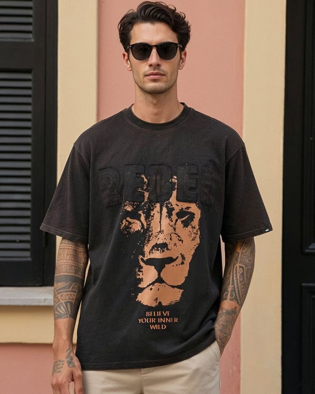 men's black rebel graphic printed oversized acid wash t shirt