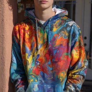 boys full sleeve printed hooded sweatshirt